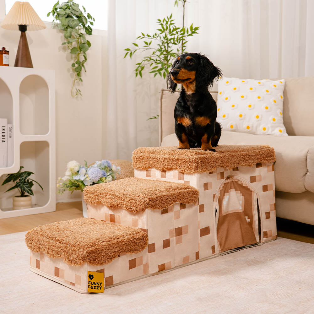 Scale per animali domestici pieghevoli artigianali Retro Pixel con stoccaggio - Blocky PawGame
