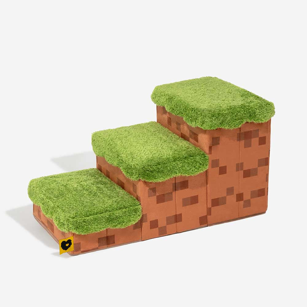 Retro Pixel Handcrafted Foldable Pet Stairs With Storage - Blocky PawGame