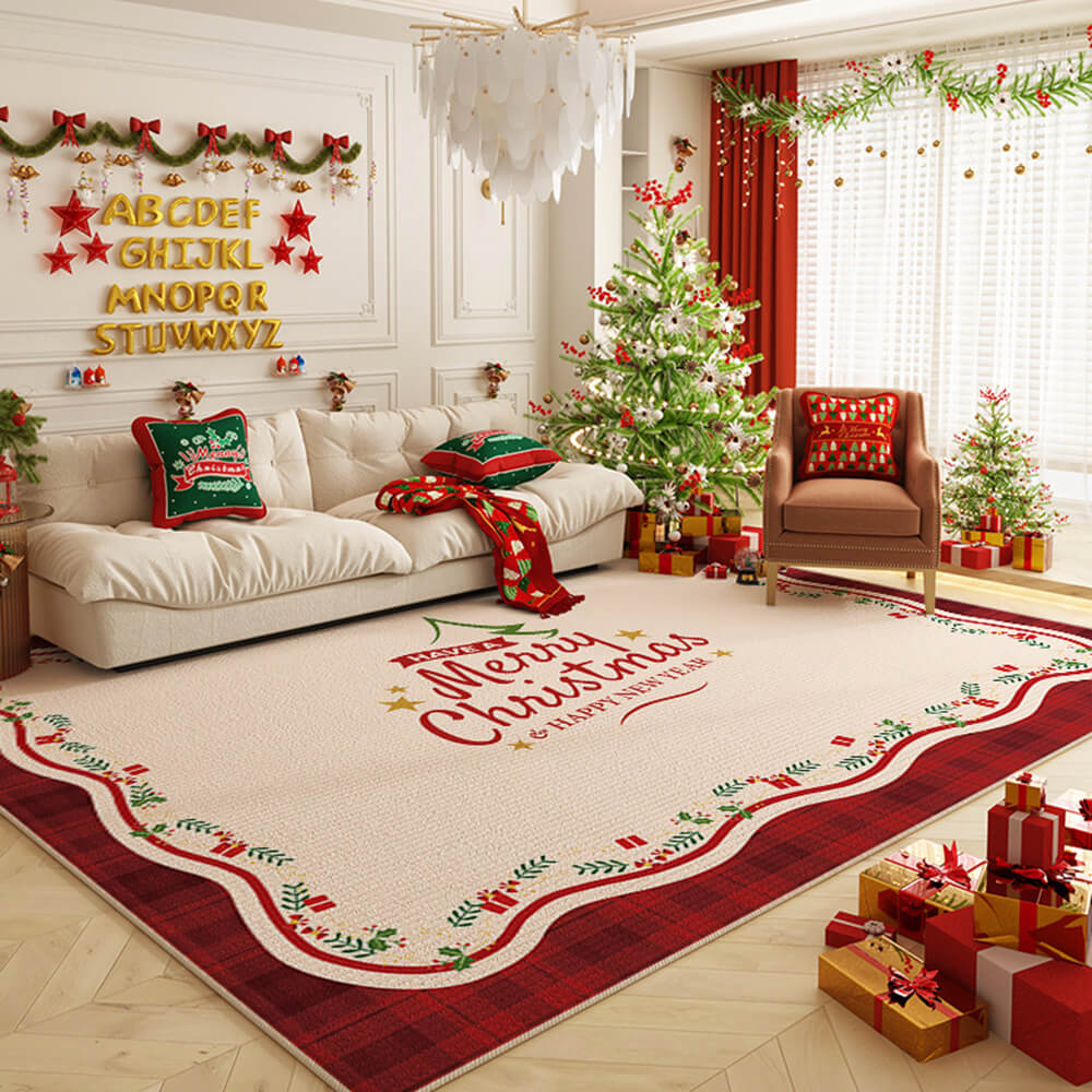 Buon Natale Tappeto Decorativo Antiscivolo Multiuso di Grandi Dimensioni per la Casa