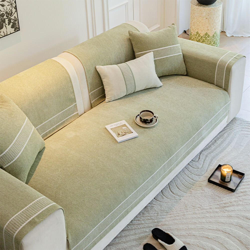 Copertura per divano in chenille jacquard con design a bordo largo resistente ai graffi