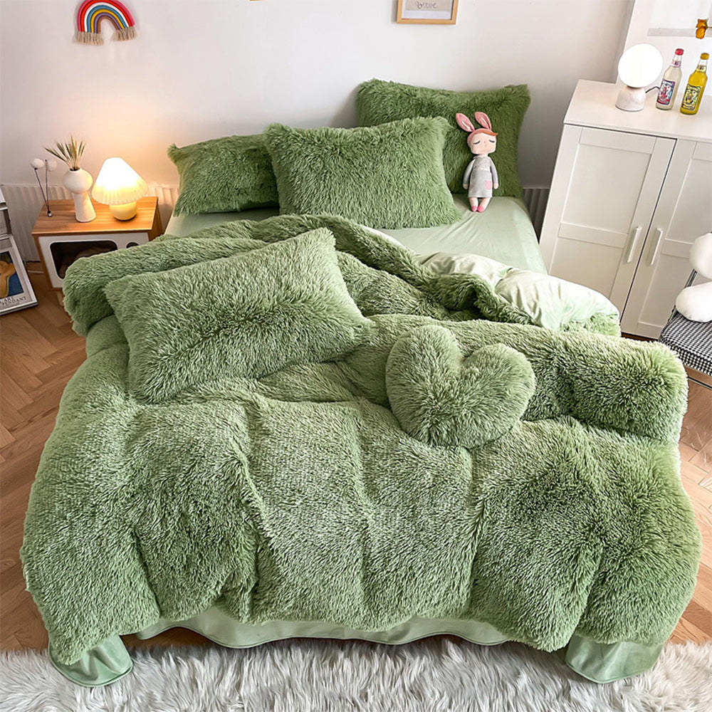Set di lenzuola di lusso romantico in peluche spesso e caldo