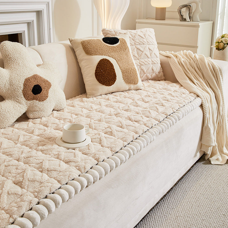 Copertura per divano antiscivolo in plaid quadrato di morbido peluche protettore per mobili