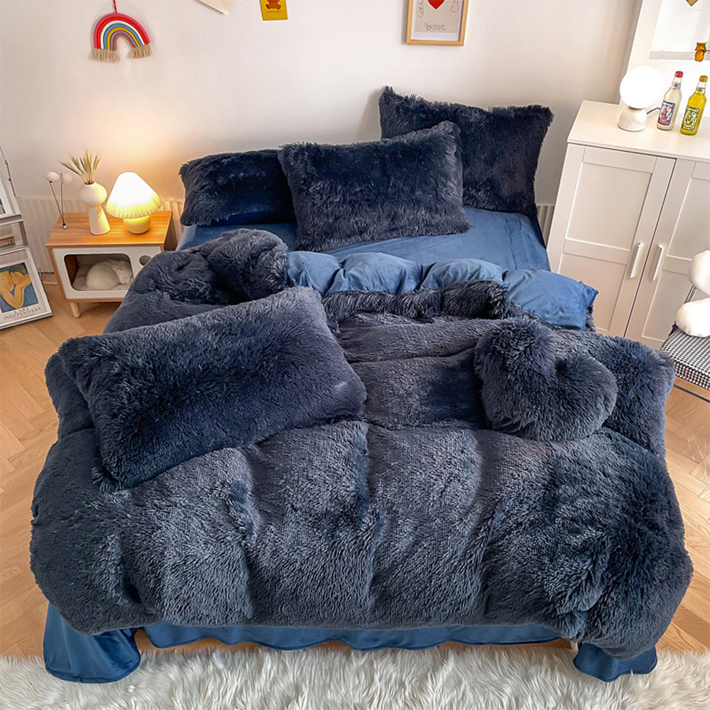 Set di lenzuola di lusso romantico in peluche spesso e caldo