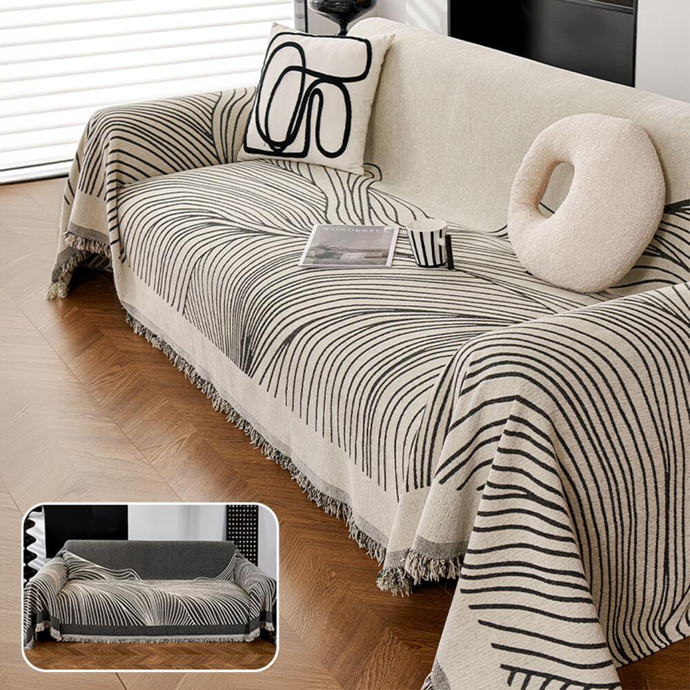 Copertura per divano minimalista in chenille, reversibile, resistente ai graffi dei gatti e antiscivolo
