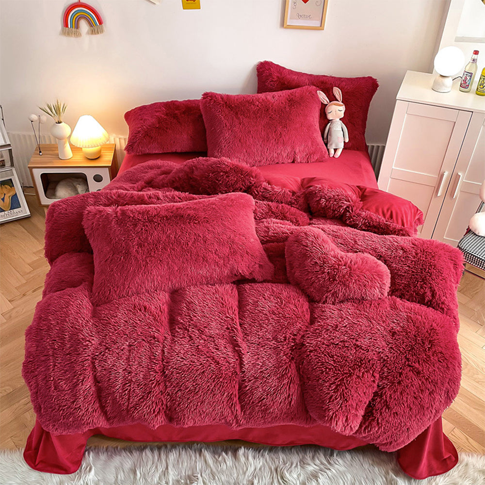 Set di lenzuola di lusso romantico in peluche spesso e caldo