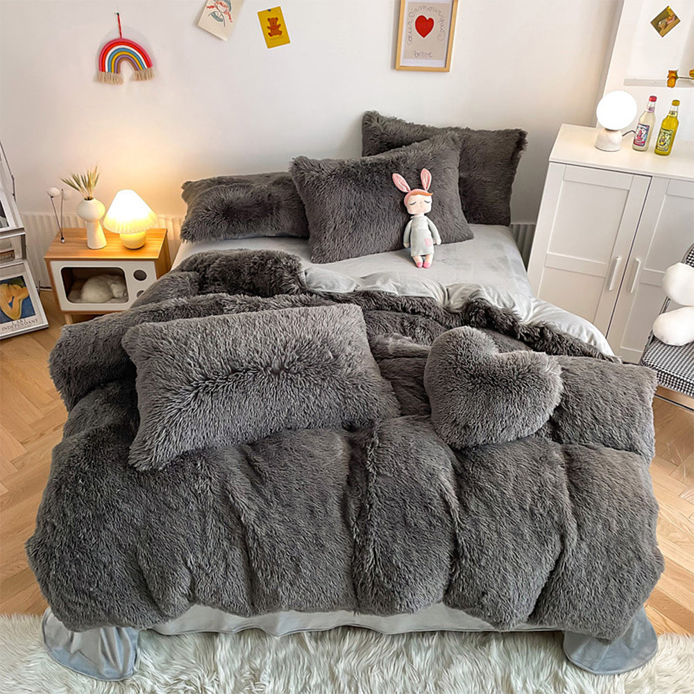 Set di lenzuola di lusso romantico in peluche spesso e caldo