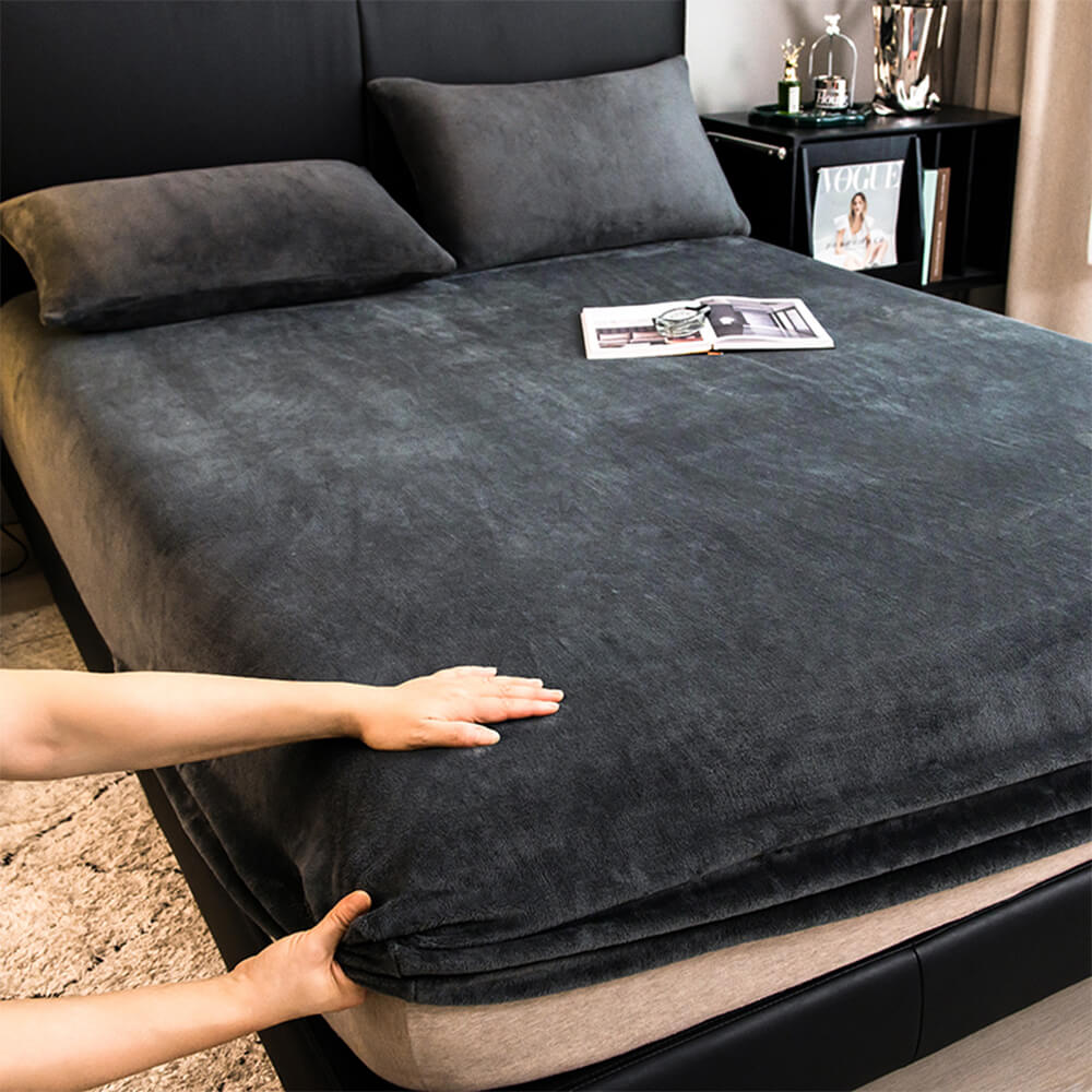 Copertura per materasso in misto cotone di velluto morbido color latte