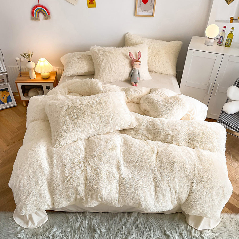 Set di lenzuola di lusso romantico in peluche spesso e caldo