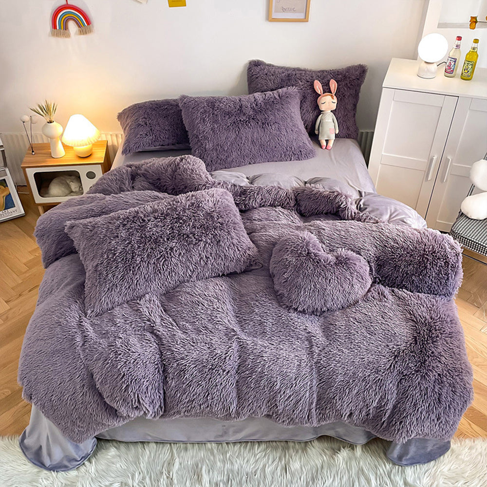 Set di lenzuola di lusso romantico in peluche spesso e caldo