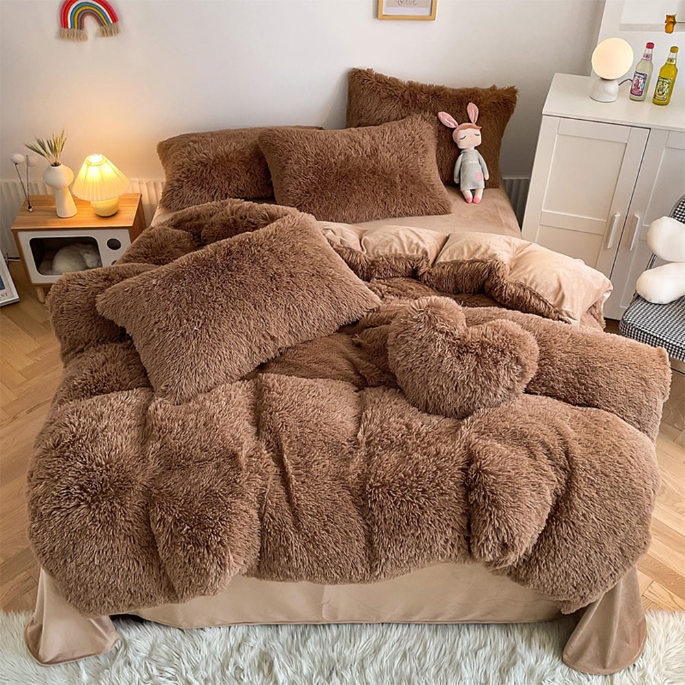 Set di lenzuola di lusso romantico in peluche spesso e caldo