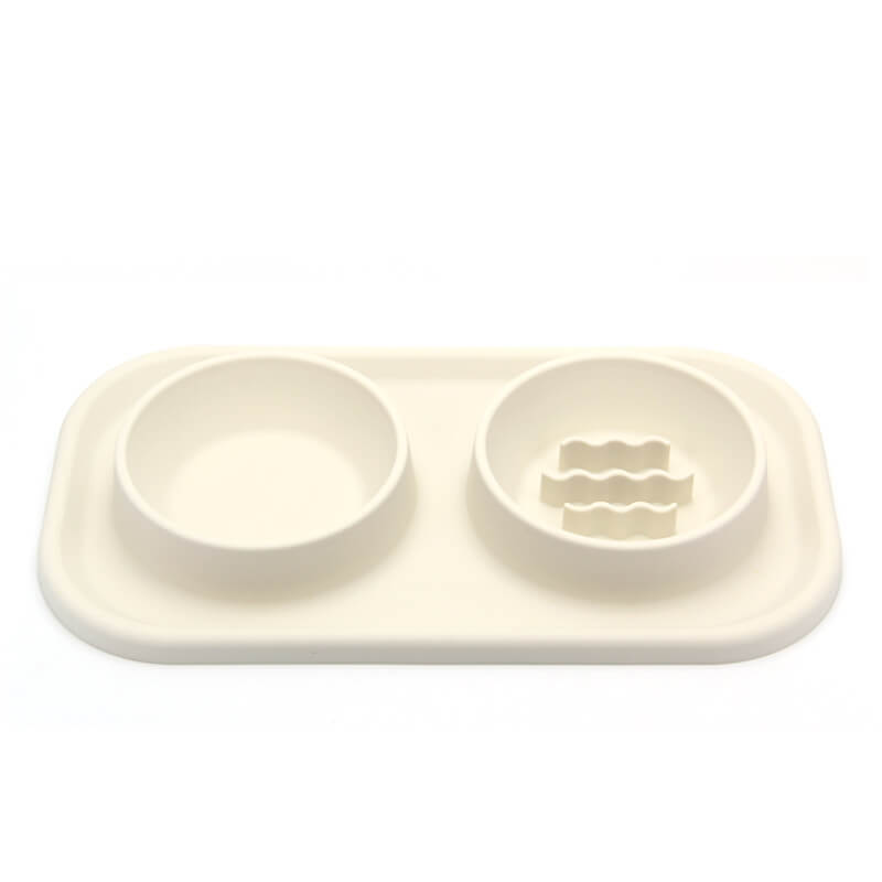 Ciotola per animali domestici in silicone a doppio recipiente per alimentazione lenta