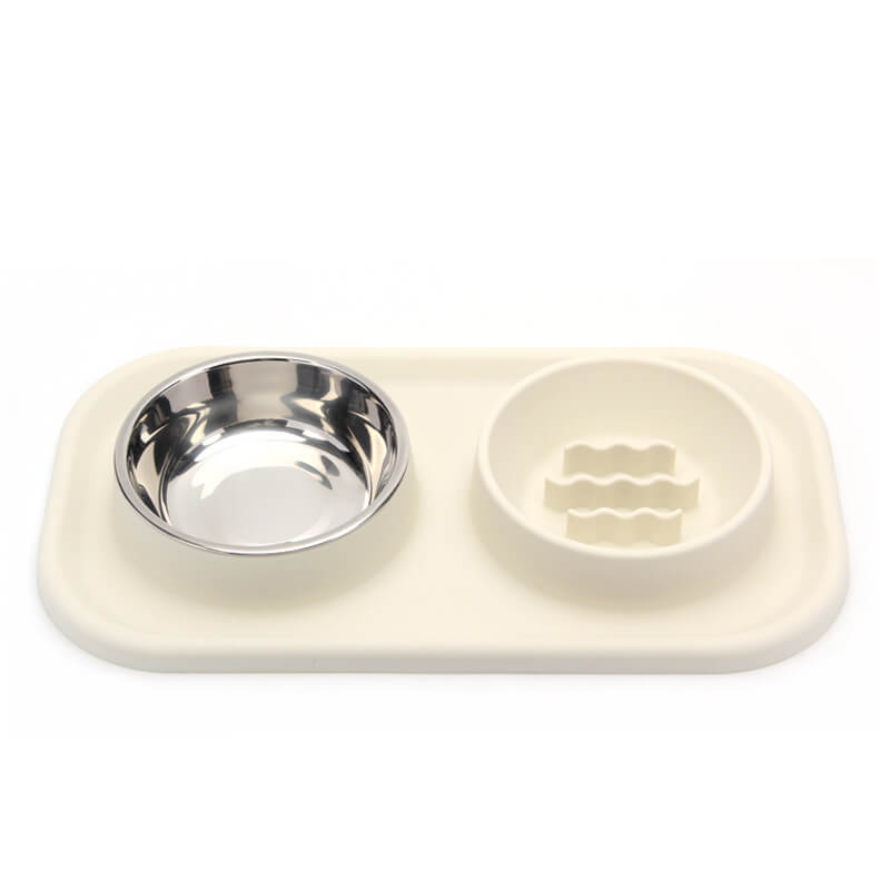 Ciotola per animali domestici in silicone a doppio recipiente per alimentazione lenta