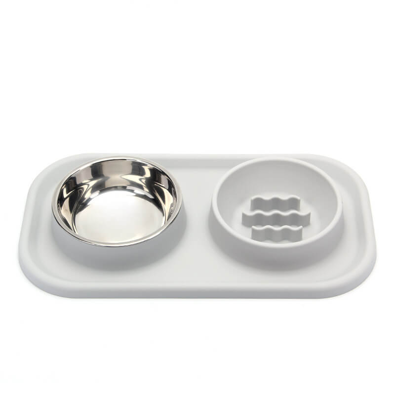 Ciotola per animali domestici in silicone a doppio recipiente per alimentazione lenta