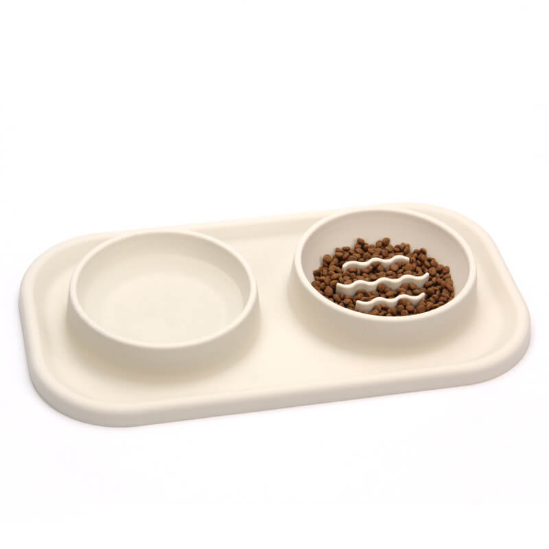 Ciotola per animali domestici in silicone a doppio recipiente per alimentazione lenta