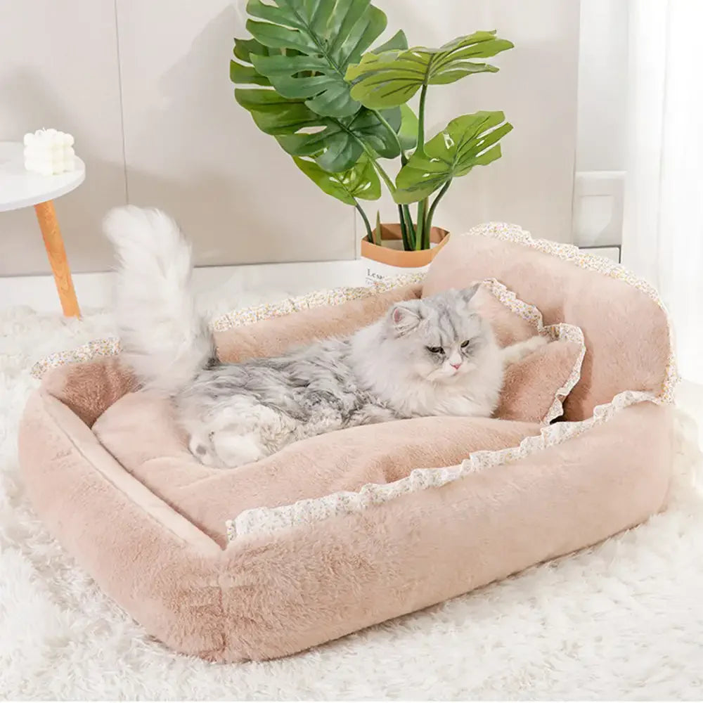 Letto per animali domestici lavabile in stile giardino chic, morbido e soffice, per cani di taglia piccola.