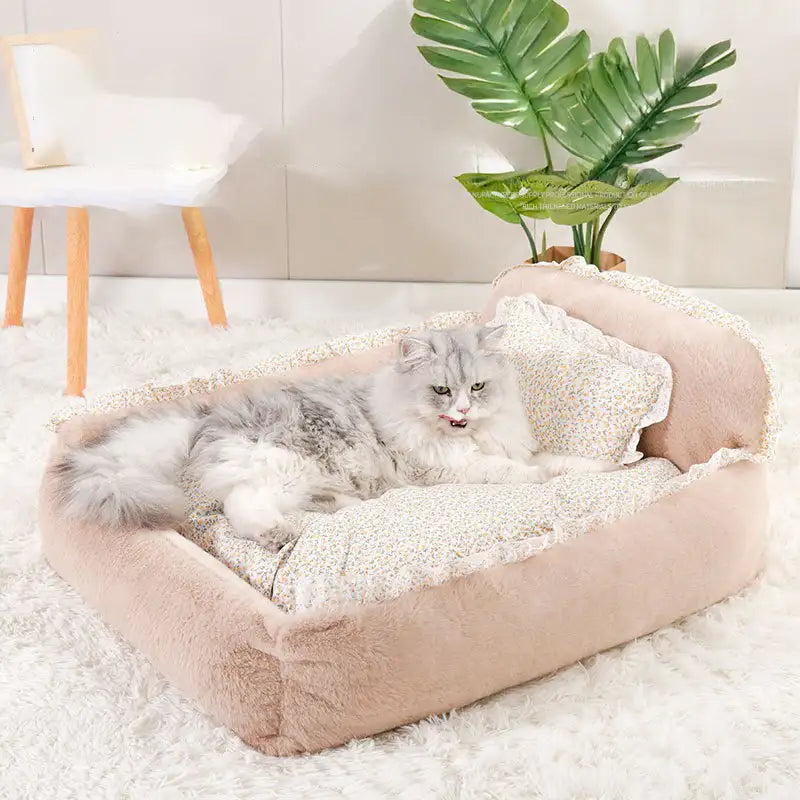 Letto per animali domestici lavabile in stile giardino chic, morbido e soffice, per cani di taglia piccola.