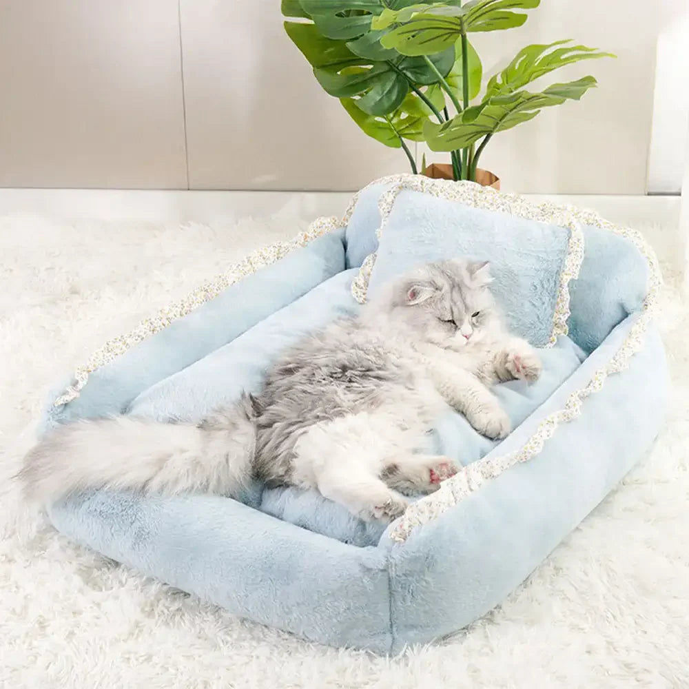 Letto per animali domestici lavabile in stile giardino chic, morbido e soffice, per cani di taglia piccola.
