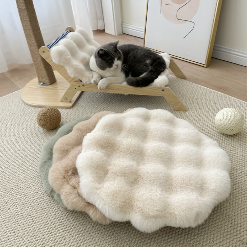 Tapis de couchage rond en peluche douce et chaude pour animaux de compagnie