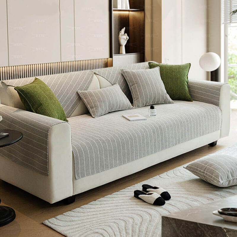 Copertura per divano in chenille antigraffio a zigzag di colore uniforme