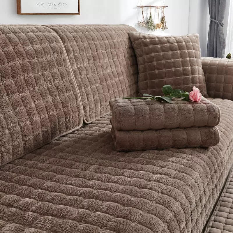 Square Flannel Scratch-Resistant & Anti-Slip Protection Couch Cover