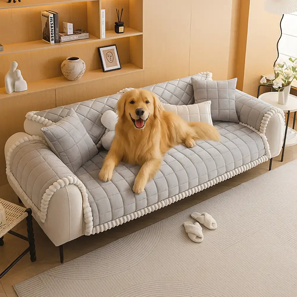 Copertura per divano quadrata in peluche corto semplice, antigraffio e antiscivolo