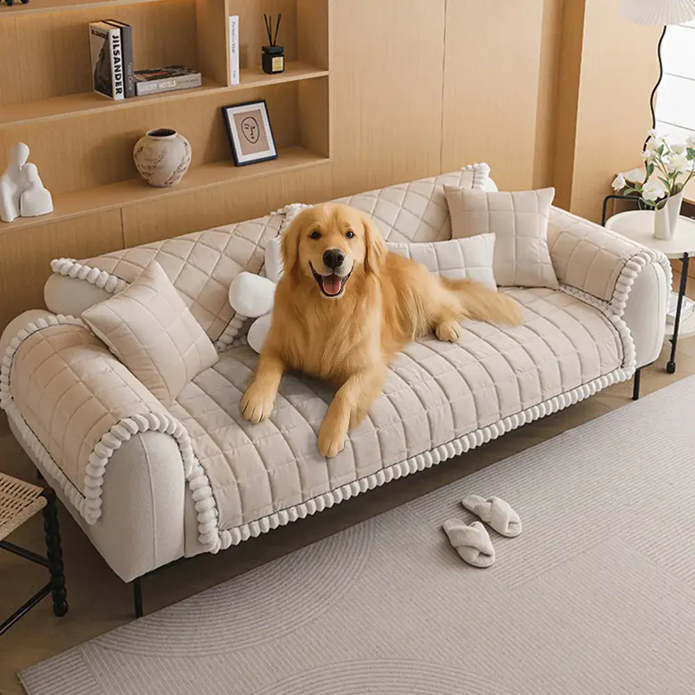 Copertura per divano quadrata in peluche corto semplice, antigraffio e antiscivolo