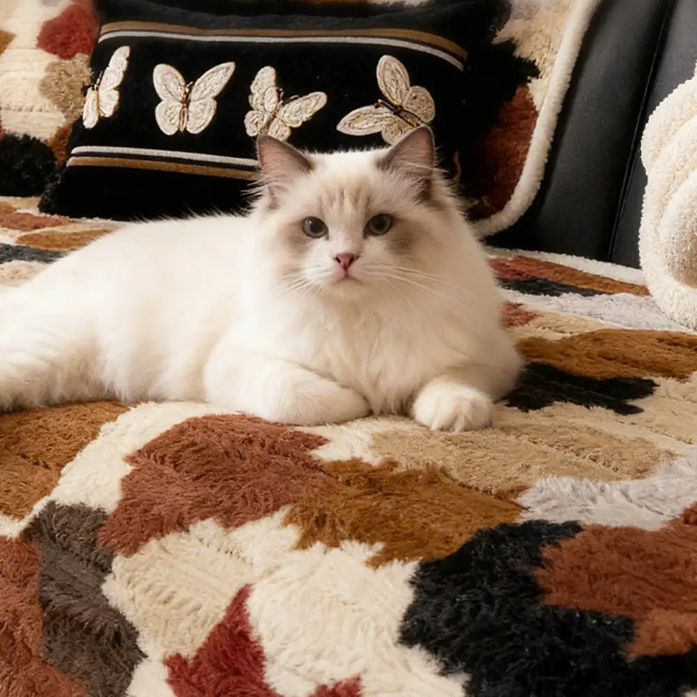 Copertura divano in pelliccia artificiale di coniglio, morbida e antiscivolo