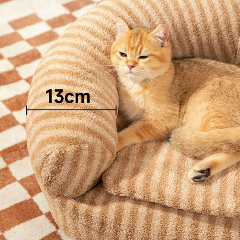 Elegante divano letto rimovibile per cani e gatti in peluche a righe