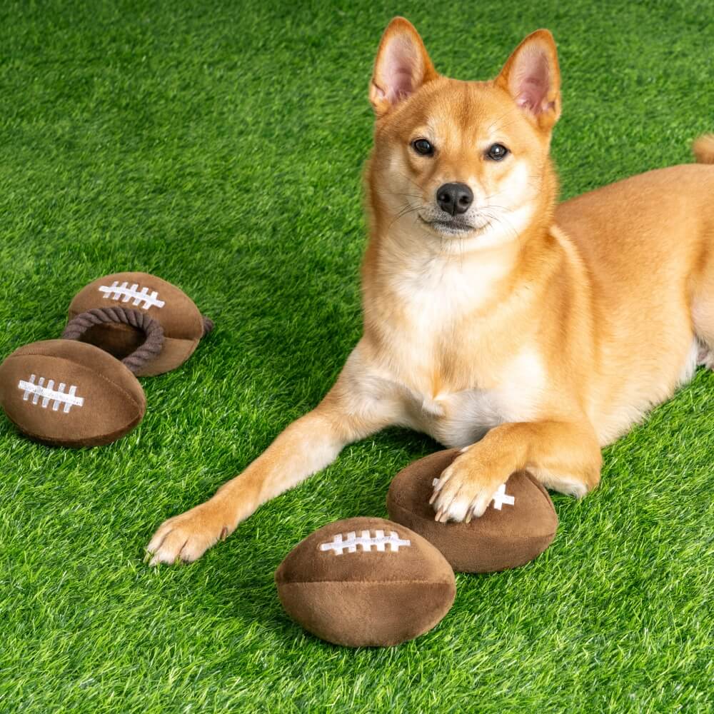 Giocattolo interattivo per cani giocattolo sonoro da calcio in peluche Super Bowl