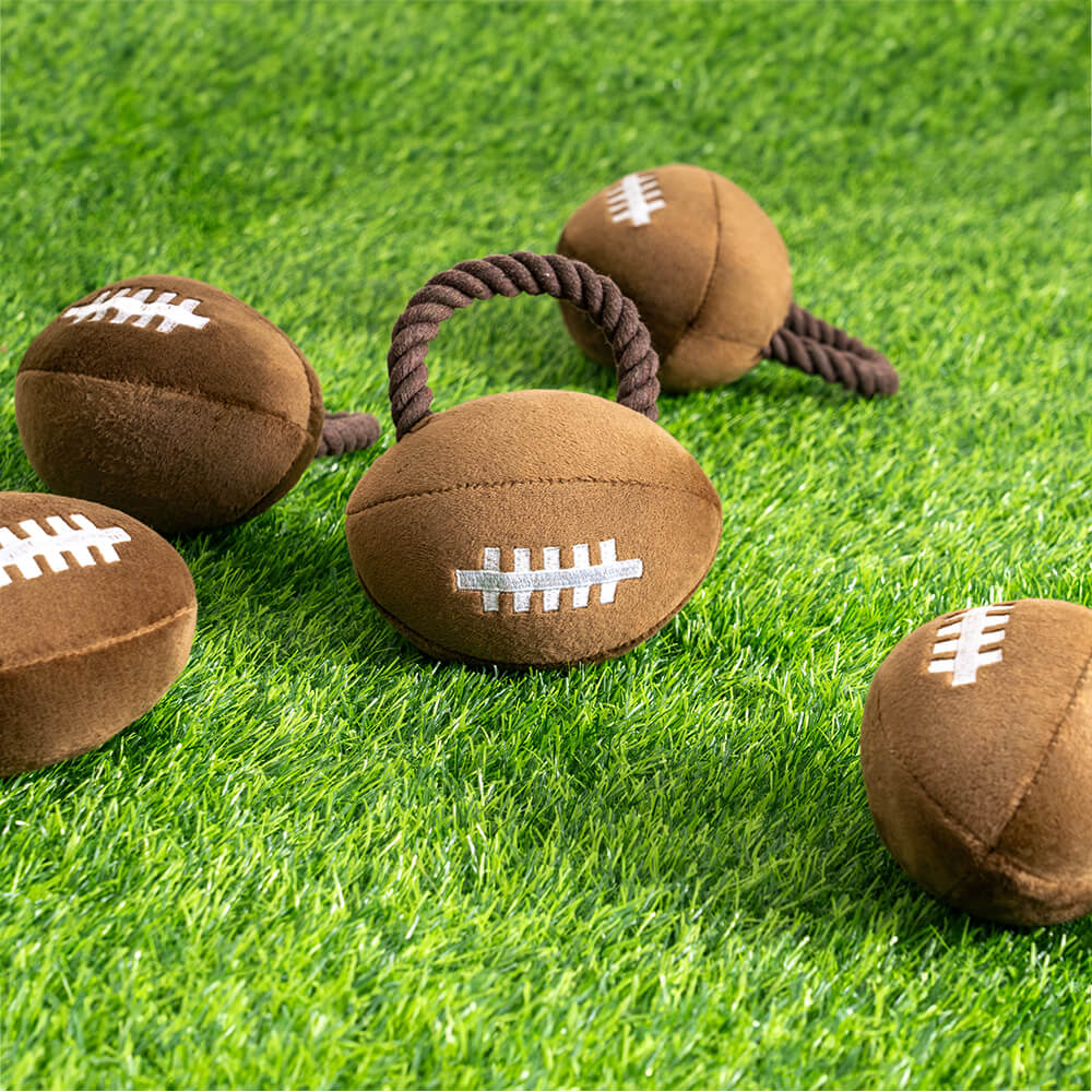 Giocattolo interattivo per cani in peluche a forma di rugby Super Bowl con suono