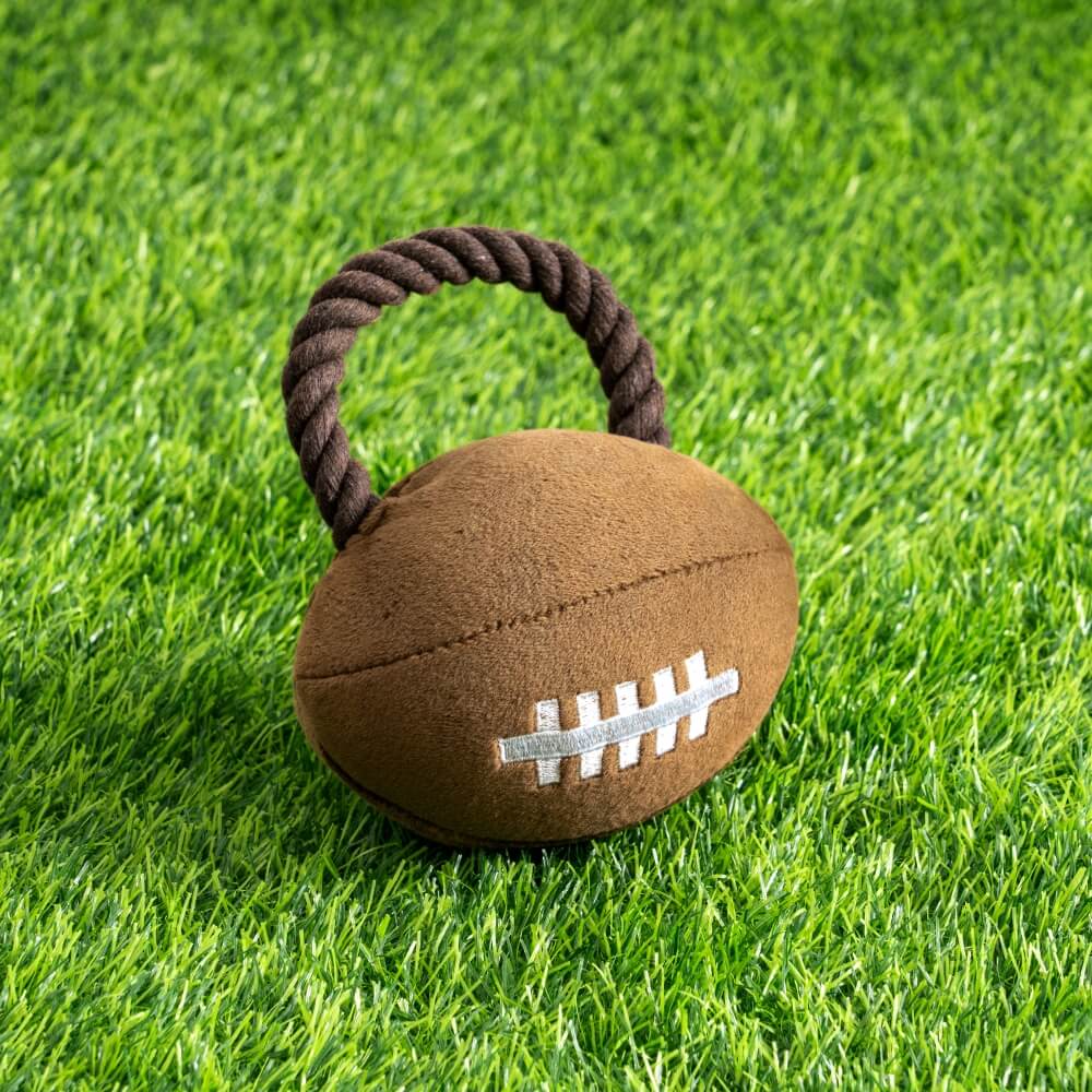 Giocattolo interattivo per cani in peluche a forma di rugby Super Bowl con suono
