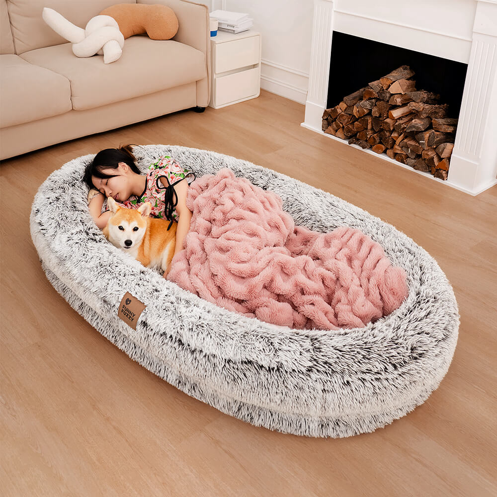 Letto ovale di lusso per cani umani, super grande, per dormire più profondamente