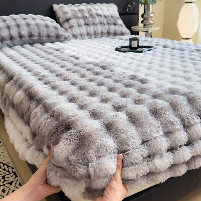 Protezione del materasso in morbido peluche di finto coniglio - Lenzuolo fitted