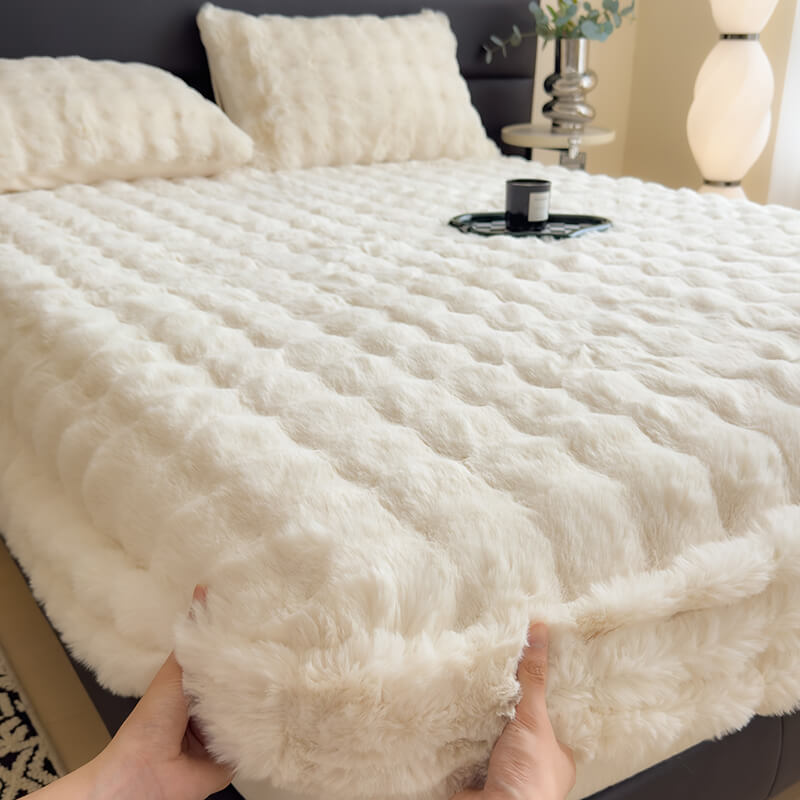 Protezione del materasso in morbido peluche di finto coniglio - Lenzuolo fitted