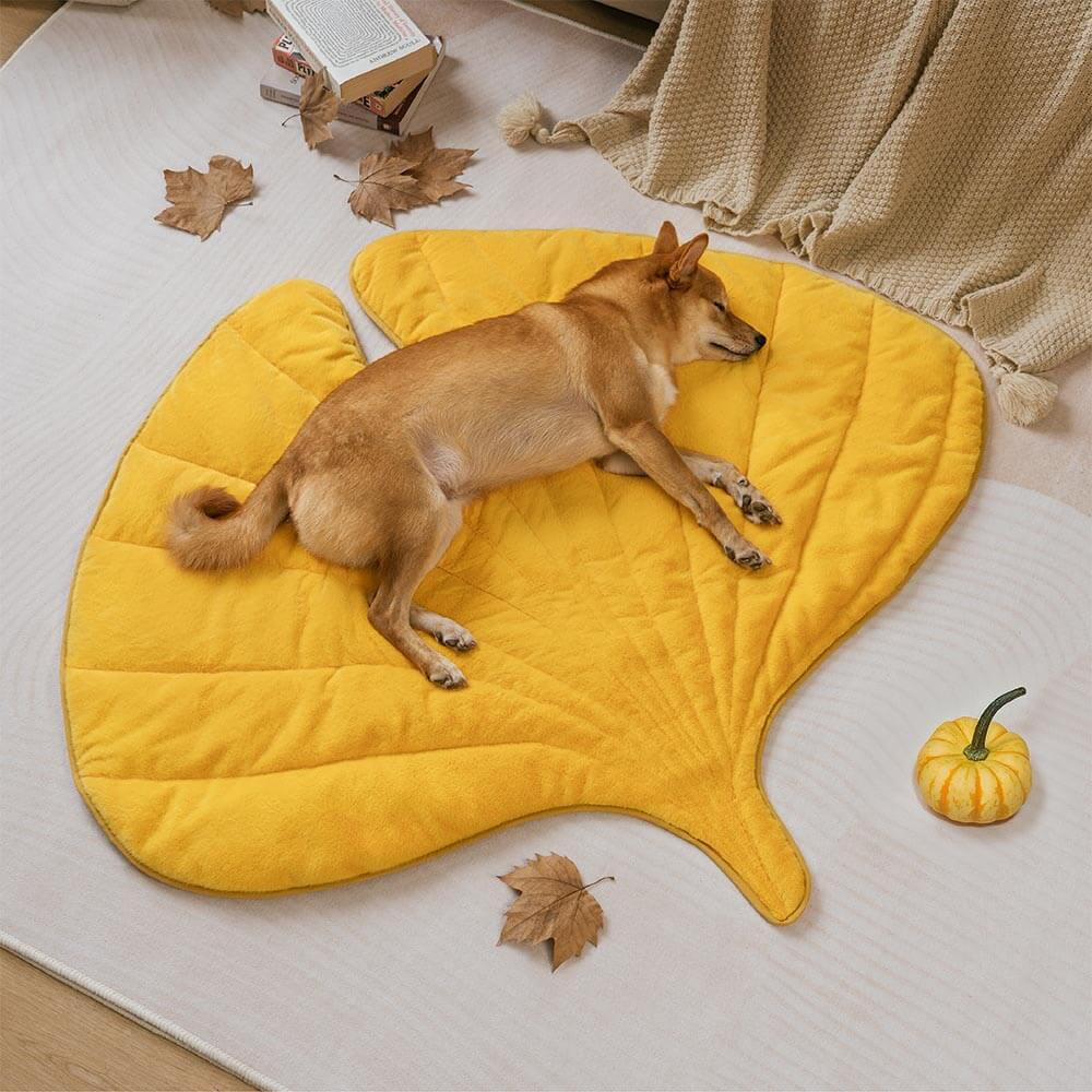 The Leaf Collector - Alfombra para perros lavable con forma de hoja de felpa