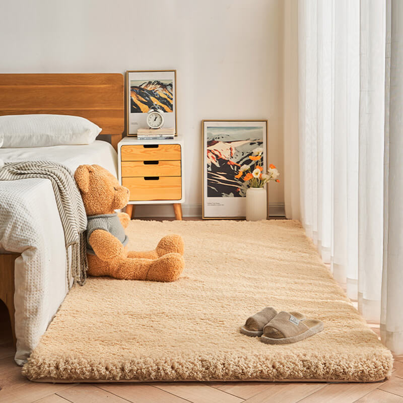 Tapis de chevet de chambre à coucher en peluche épaisse - Tapis extra doux et confortable