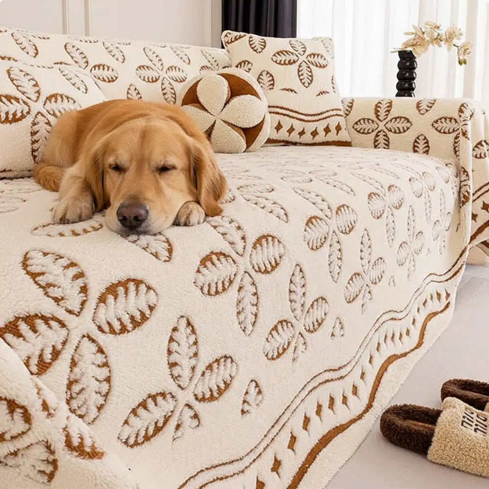 Coperta Multiuso in Velluto Jacquard spesso con motivo a foglia per decorare il divano