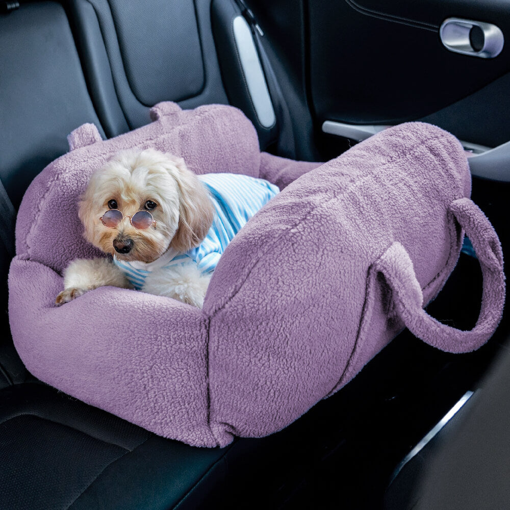 Protezione da viaggio Comodo seggiolino per auto per cani in spessa lana d'agnello sintetica