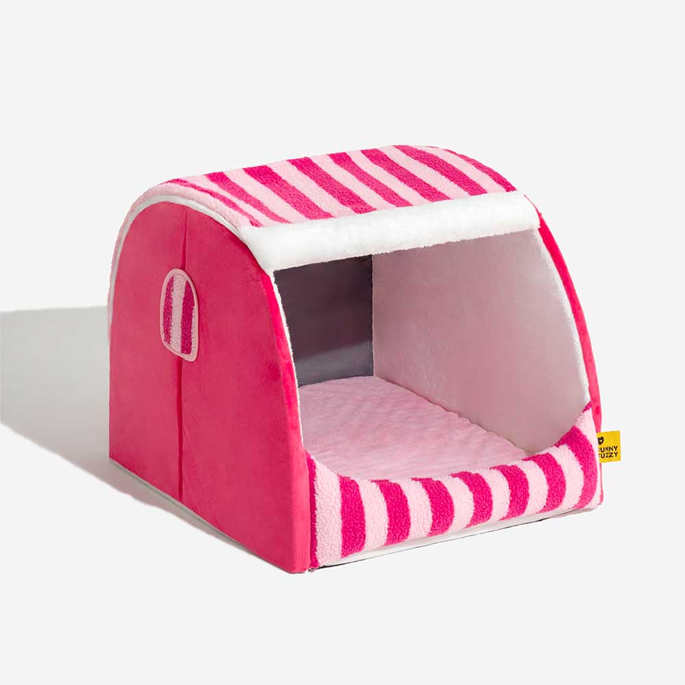 Trendy Striped House Orthopedic Dog Bed - Cozy Hideaway