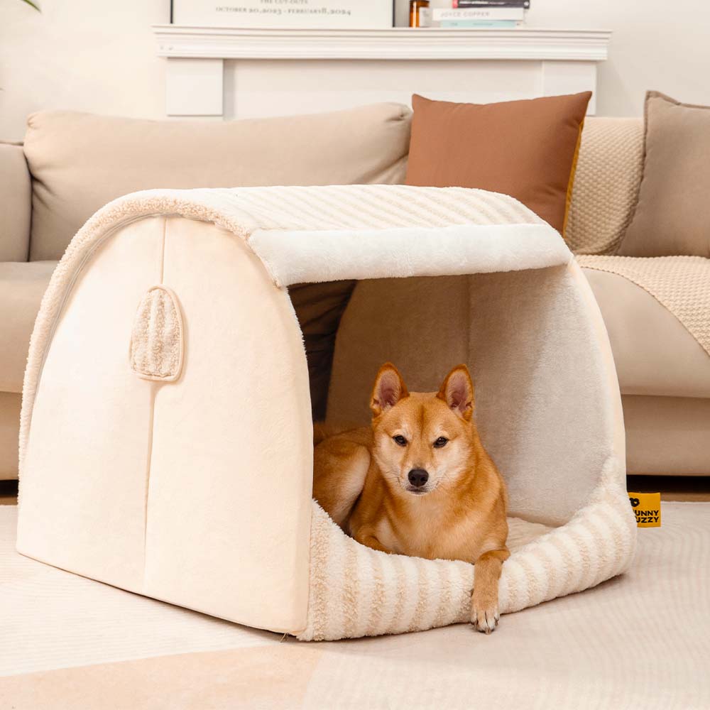 Letto per cani ortopedico a righe alla moda - Rifugio accogliente