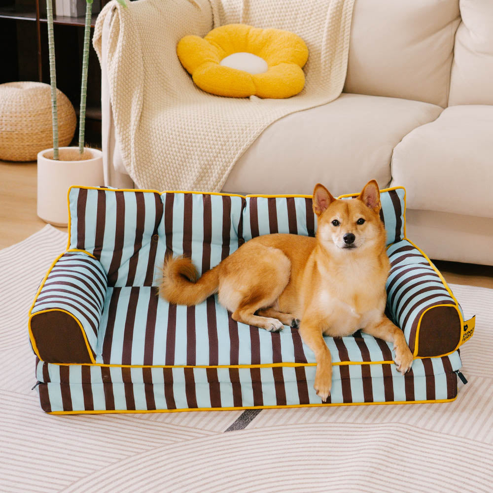 Stripe Waterproof Foldable Dog Sofa Bed - Sunny Siesta