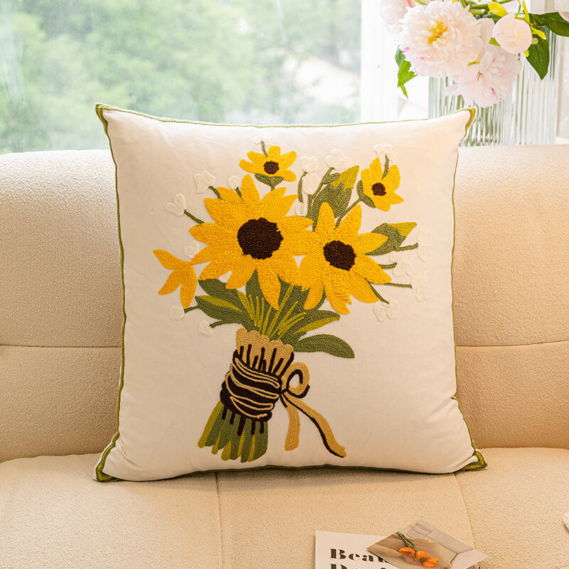 Bouquet di tulipani e girasoli Decorazione per la casa Cuscino per divano