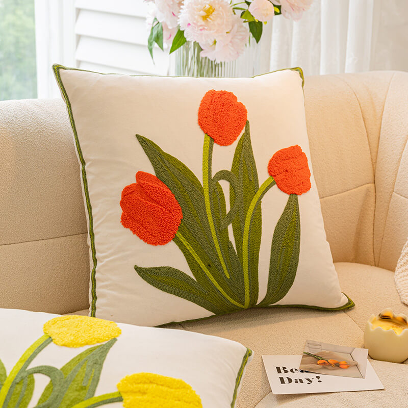 Bouquet di tulipani e girasoli Decorazione per la casa Cuscino per divano