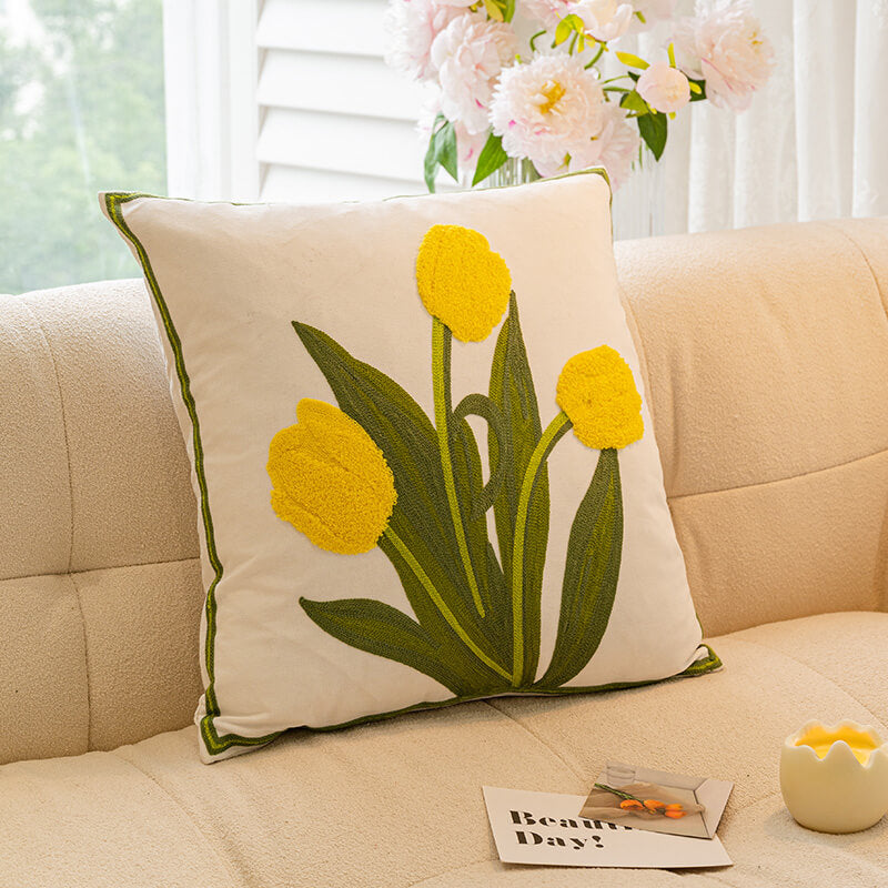 Bouquet di tulipani e girasoli Decorazione per la casa Cuscino per divano