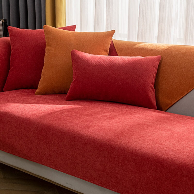 Copertura protettiva per divano in chenille confortevole color vermiglio