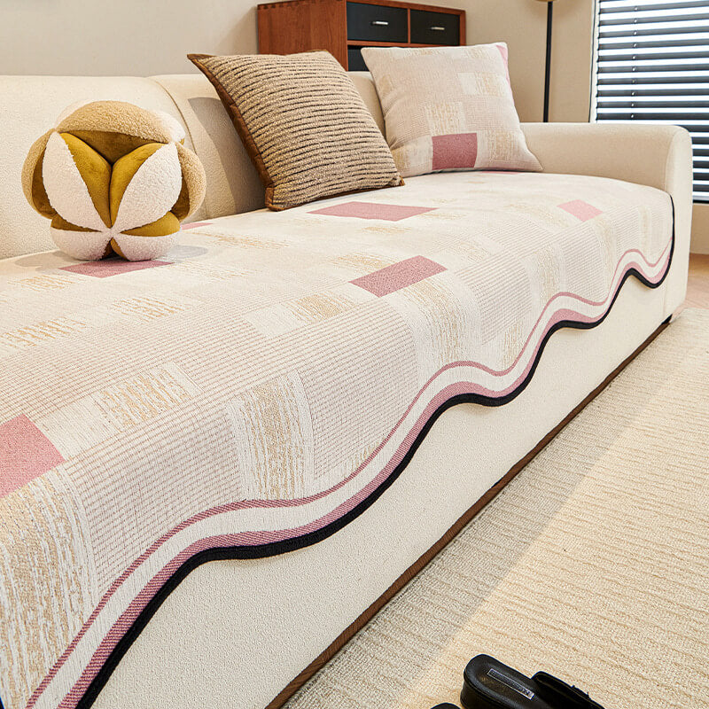 Copertura per divano patchwork irregolare in chenille vintage