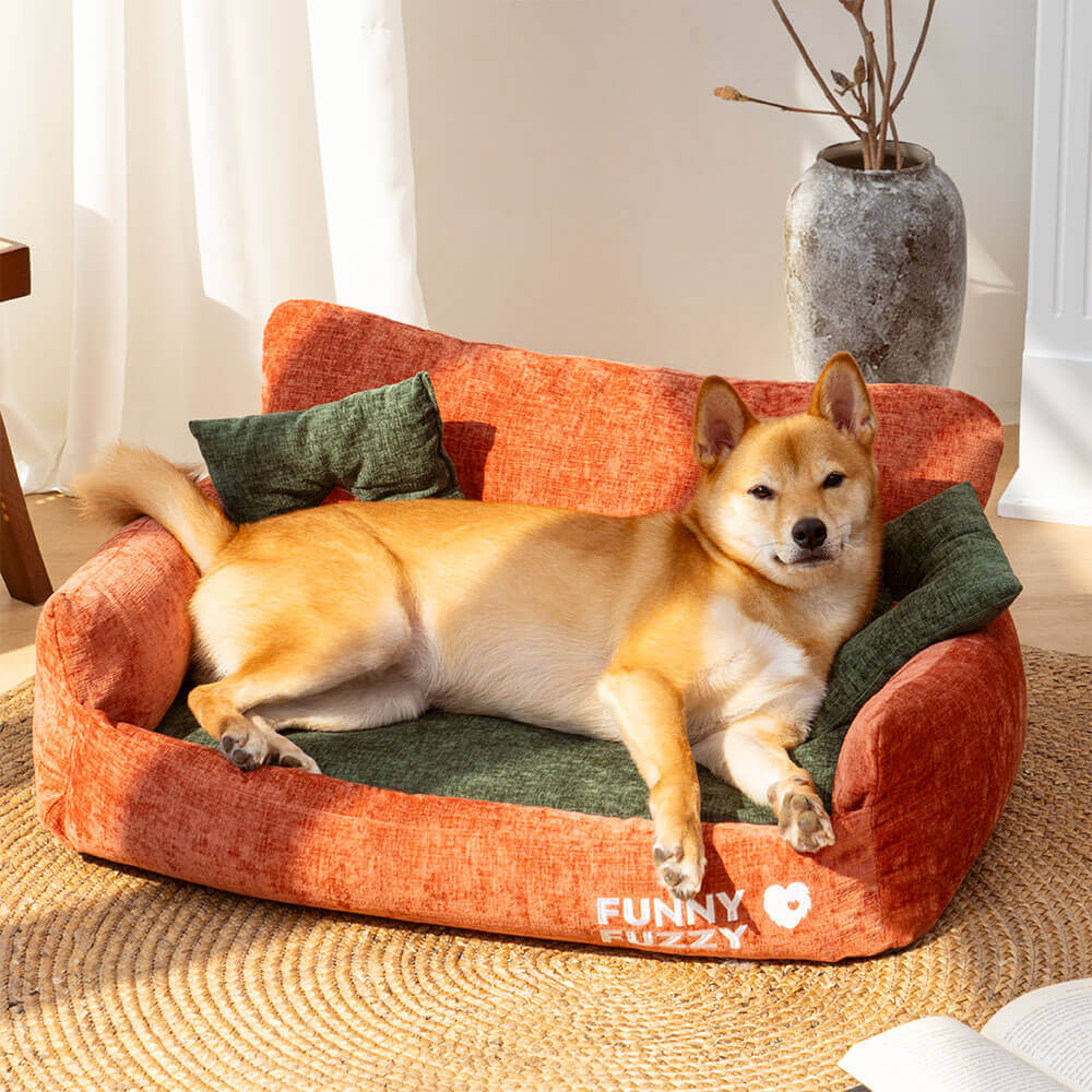 Vintage Style Chenille Fabric Dog & Cat Sofa Bed