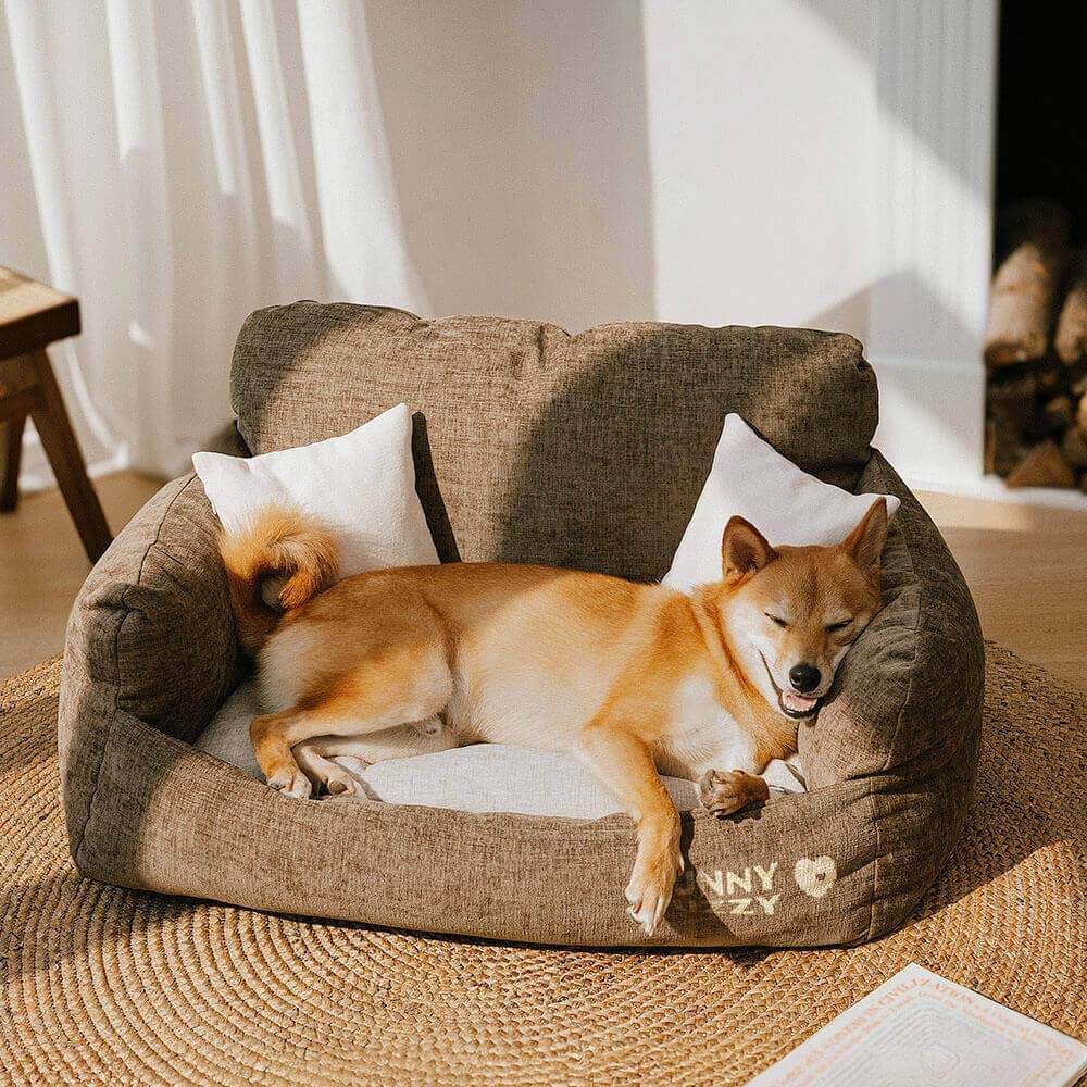 Divano letto per cani e gatti in tessuto chenille stile vintage