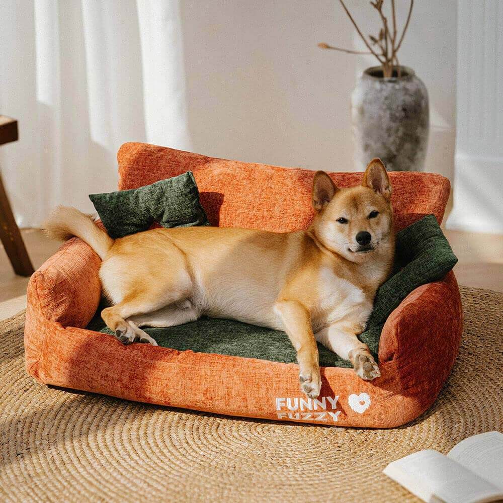 Vintage Style Chenille Fabric Dog & Cat Sofa Bed