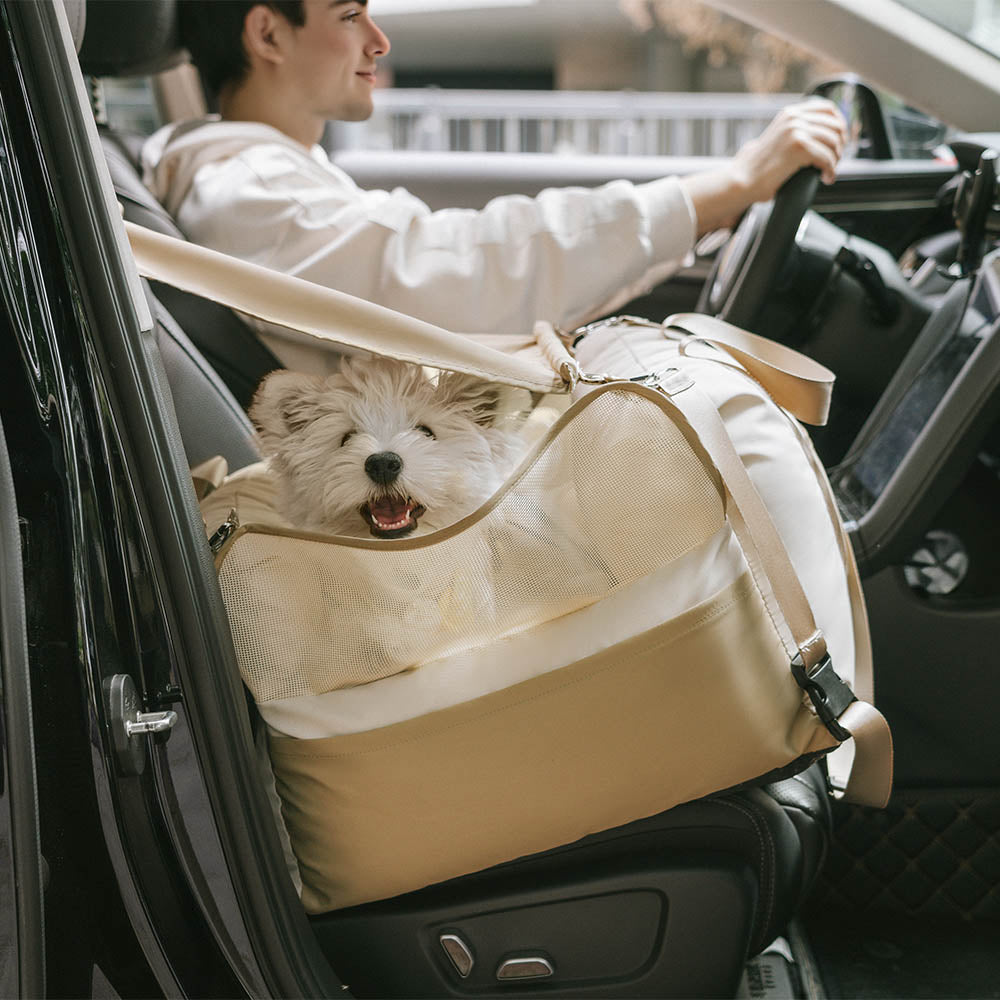 Seggiolino per auto con parasole per cani - Pup Rover impermeabile e traspirante per la protezione solare e sicurezza del cane nel seggiolino auto.